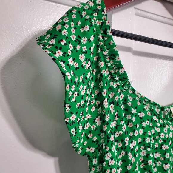 Jessica Simpson Women's Extra Small Green Floral Sleeveless Midi-Dress with Slip - Picture 4 of 10